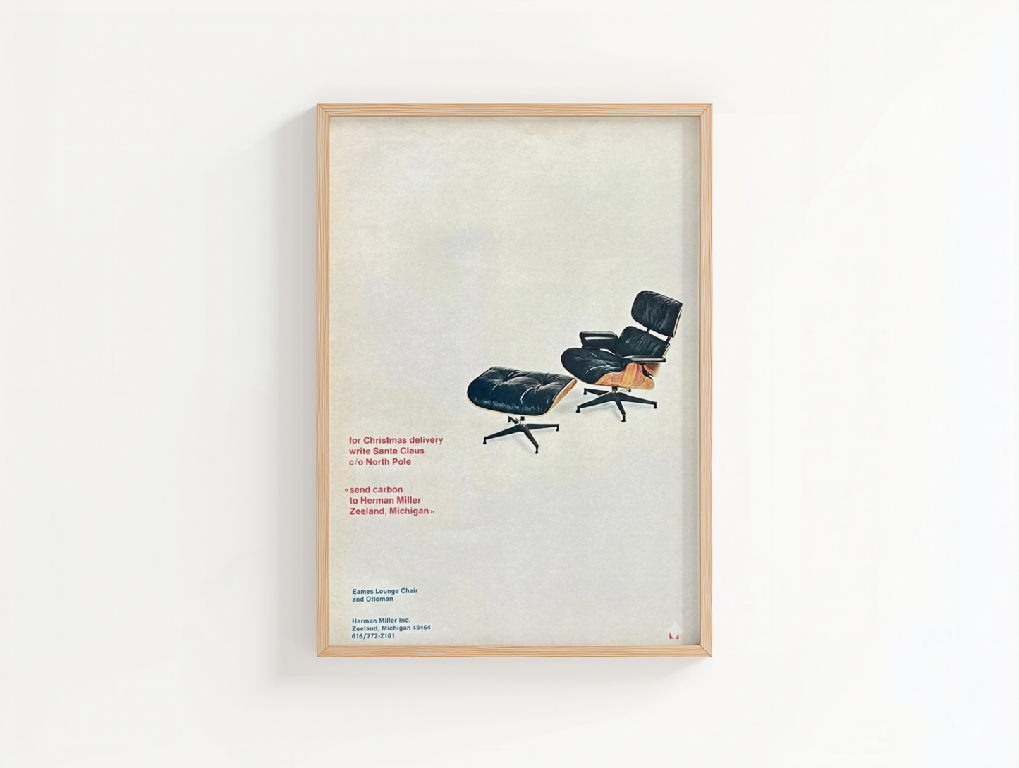 1969 Herman Miller Eames Lounge Chair & Ottoman Advert Vintage