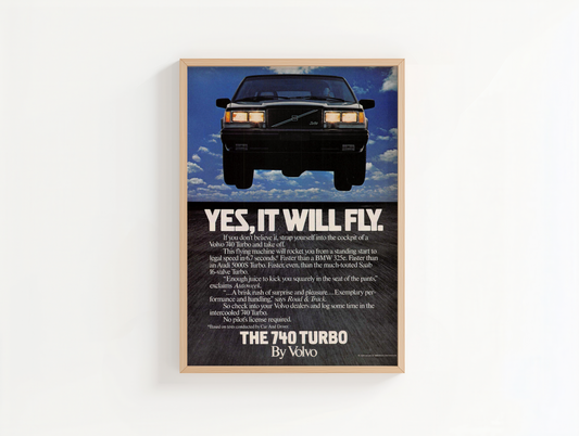 Volvo "yes it will fly" 1983 Vintage Advert Art