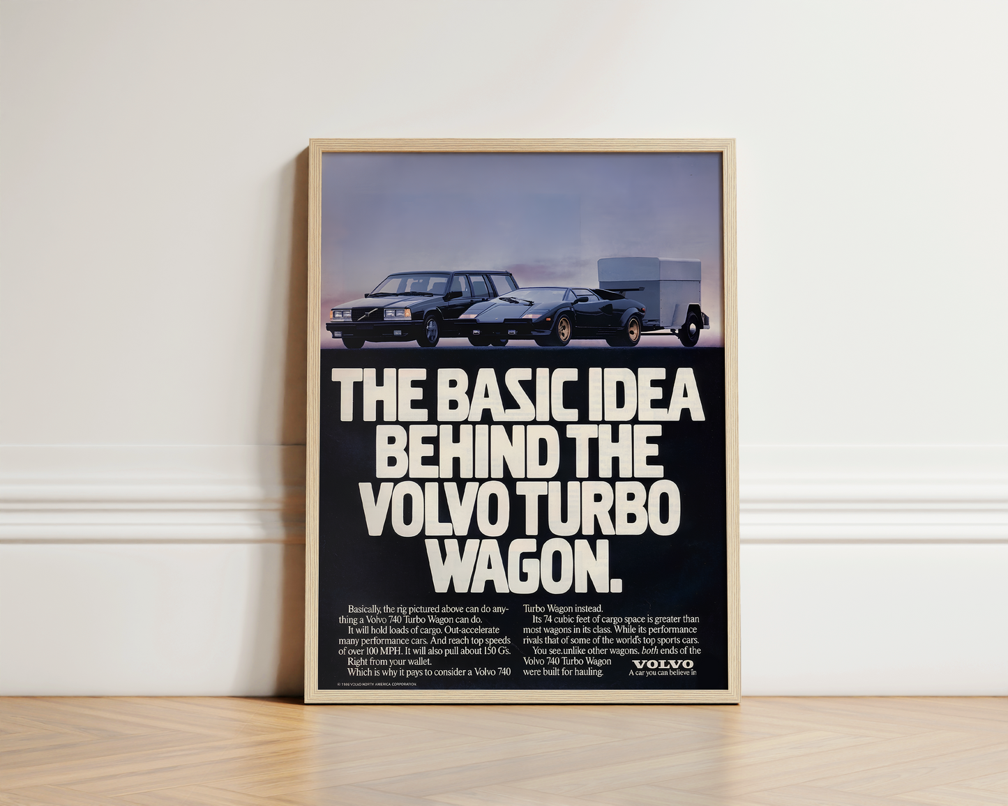 Volvo x Lamborghini 1983 Vintage Advert Art